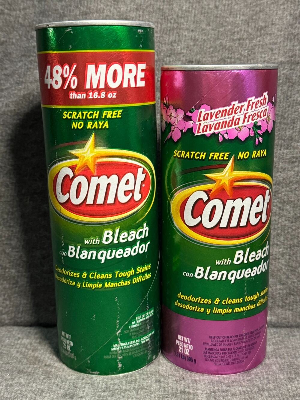 Lot of 2 Comet Cleaner w/ Bleach Powder 21 oz Lavender Fresh 21 oz Scratch-Free